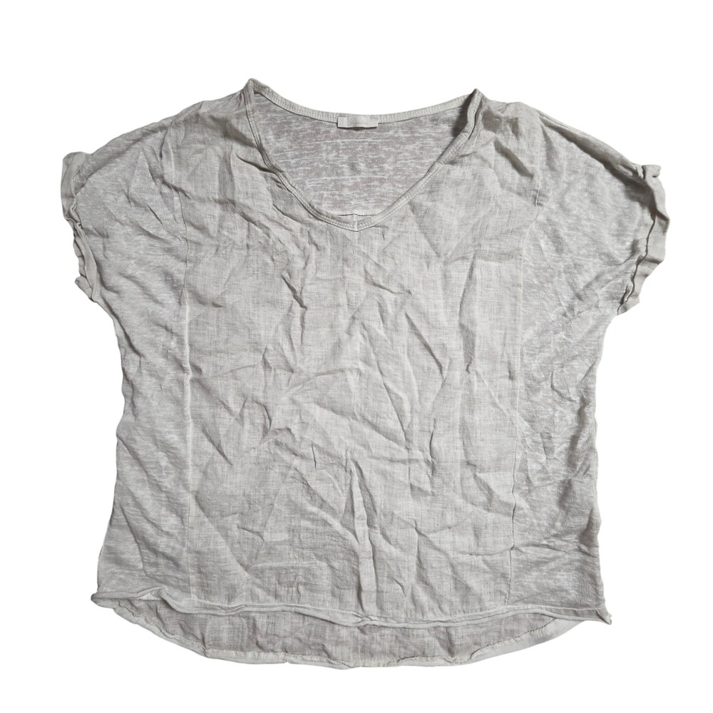 I Love Linen V-Neck Short Sleeve 100% Linen Top Womens L Italy Resort Coastal
